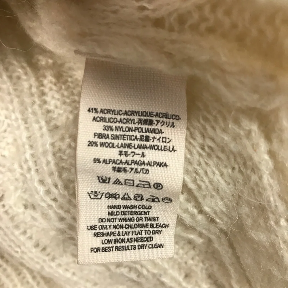 Free People Ivory Distressed Cowl Neck Sweater